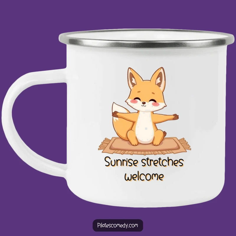 Funny Fox Enamel Mug - Graceful Outdoor Yoga Gift