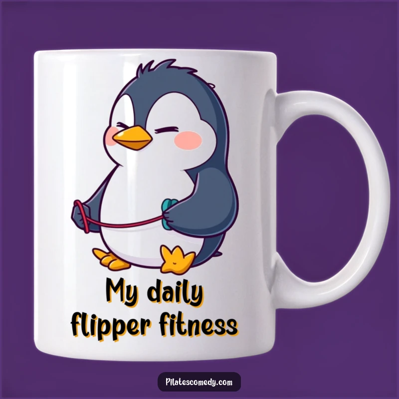 Funny Penguin Resistance Band Mug - Determined Workout Gift for Fitness Fanatics