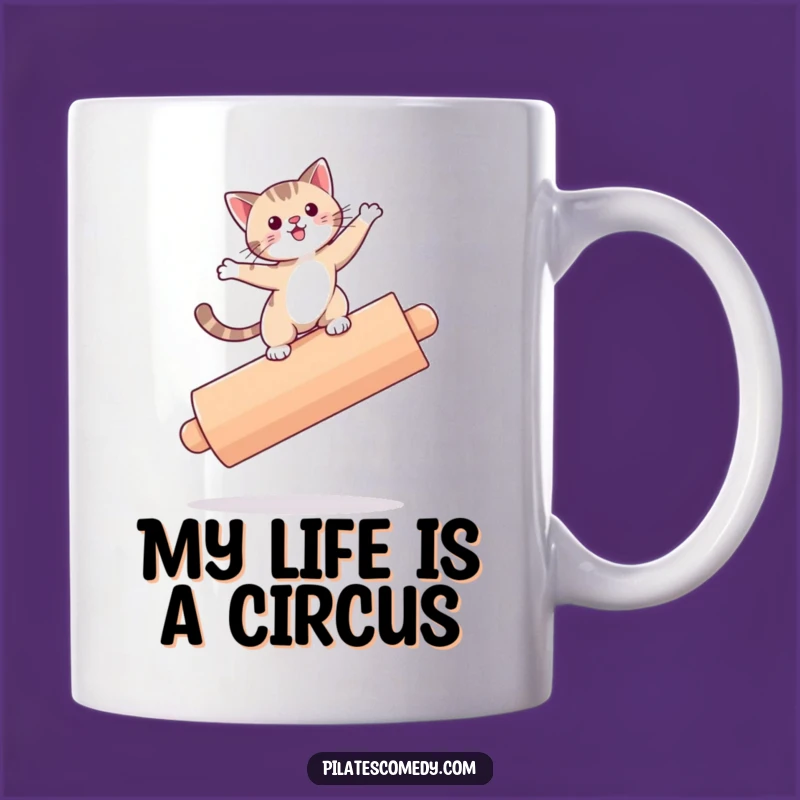 Funny Cat Roller Mug - Hilarious Balancing Act Gift for Feline Fans