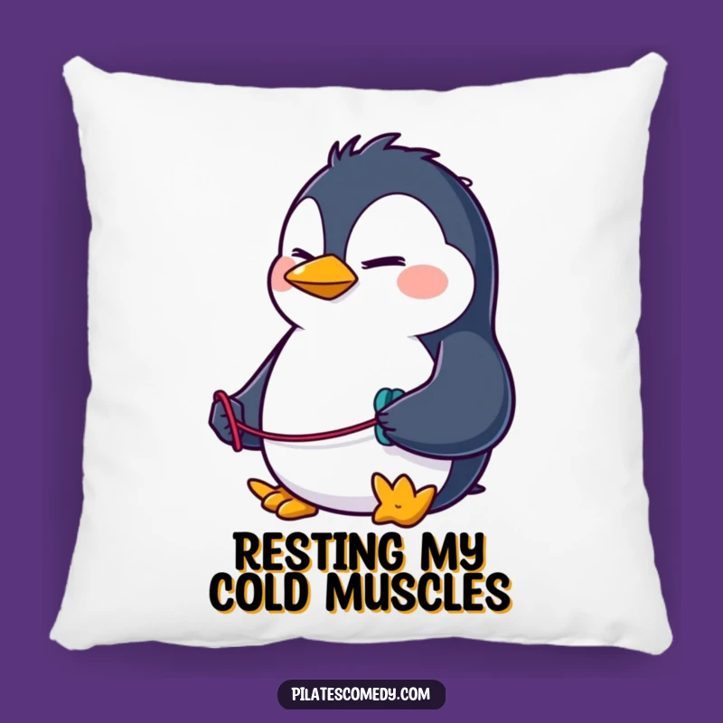 Funny Penguin Resistance Band Pillow - Cozy Decor for Fitness Enthusiast's Room