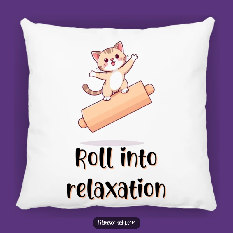 Funny Cat Accent Pillow - Playful Balance Comfort Gift