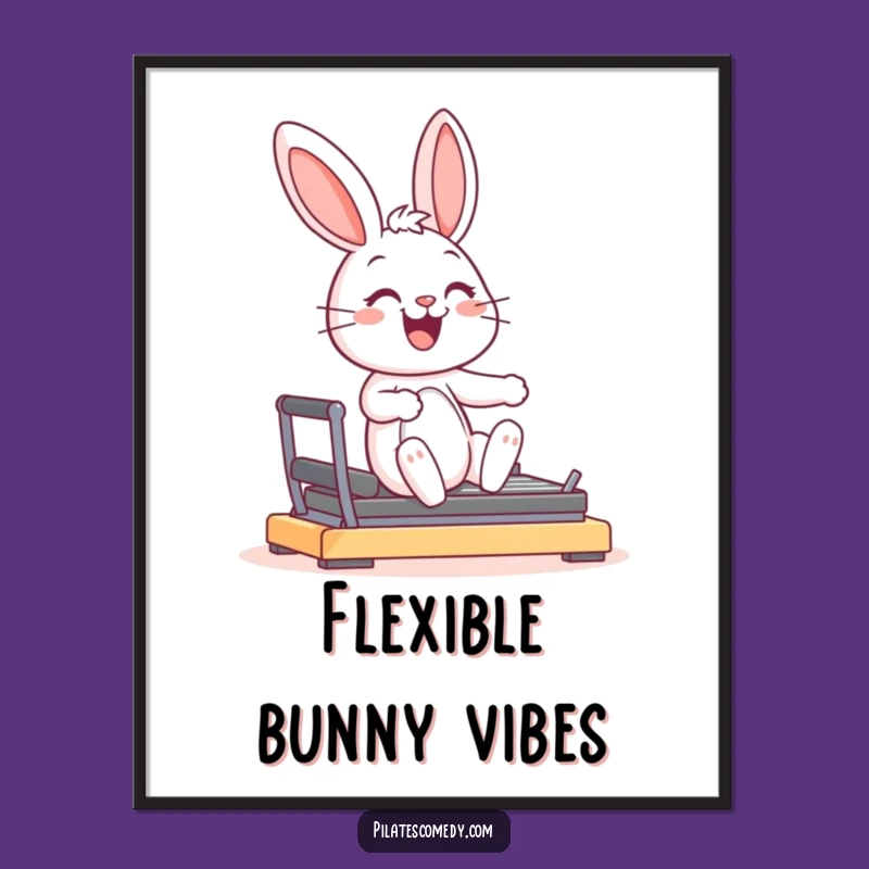 Funny Bunny Pilates Digital Print: Joyful Graceful Character Art