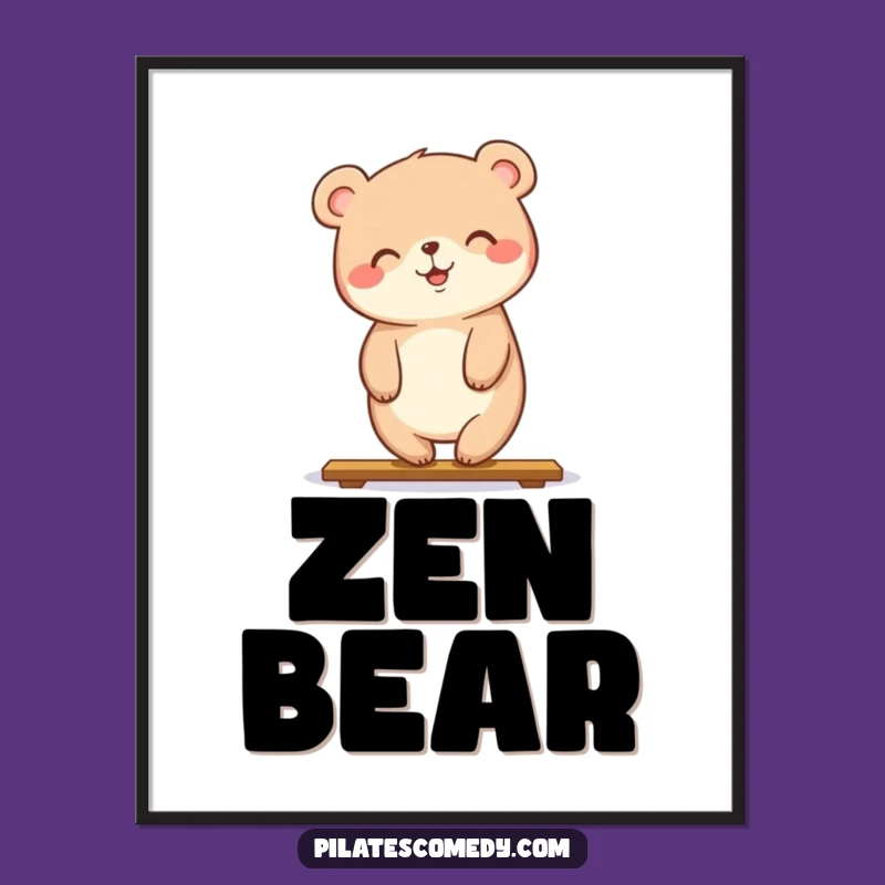 Funny Bear Yoga Digital Print: Instant Humorous Art for Fitness Spaces