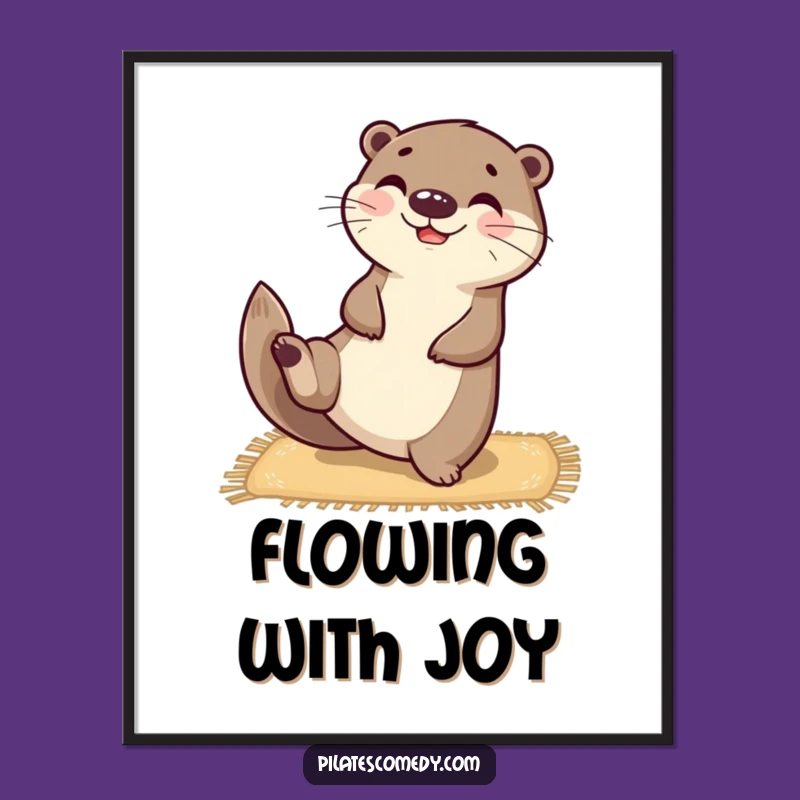 Funny Otter Yoga Digital Print: Happy Balanced Character Art