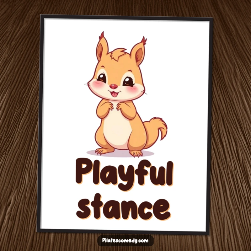 Funny squirrel digital art print of a playful squirrel in an on-all-fours pose, ready for printing and adding cute humor.