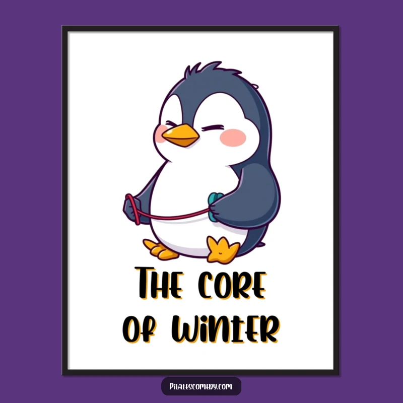 Funny Penguin Resistance Band Digital Print - Motivational Wall Art for Fitness Decor