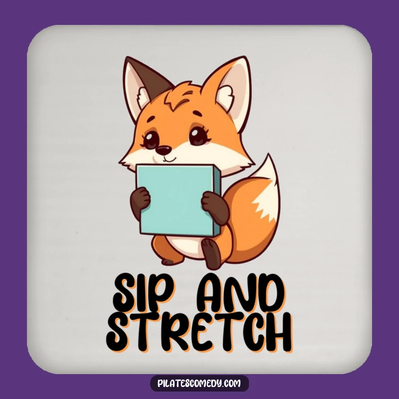 Funny Fox Yoga Block Coaster - Protect Surfaces with Mindful Charm