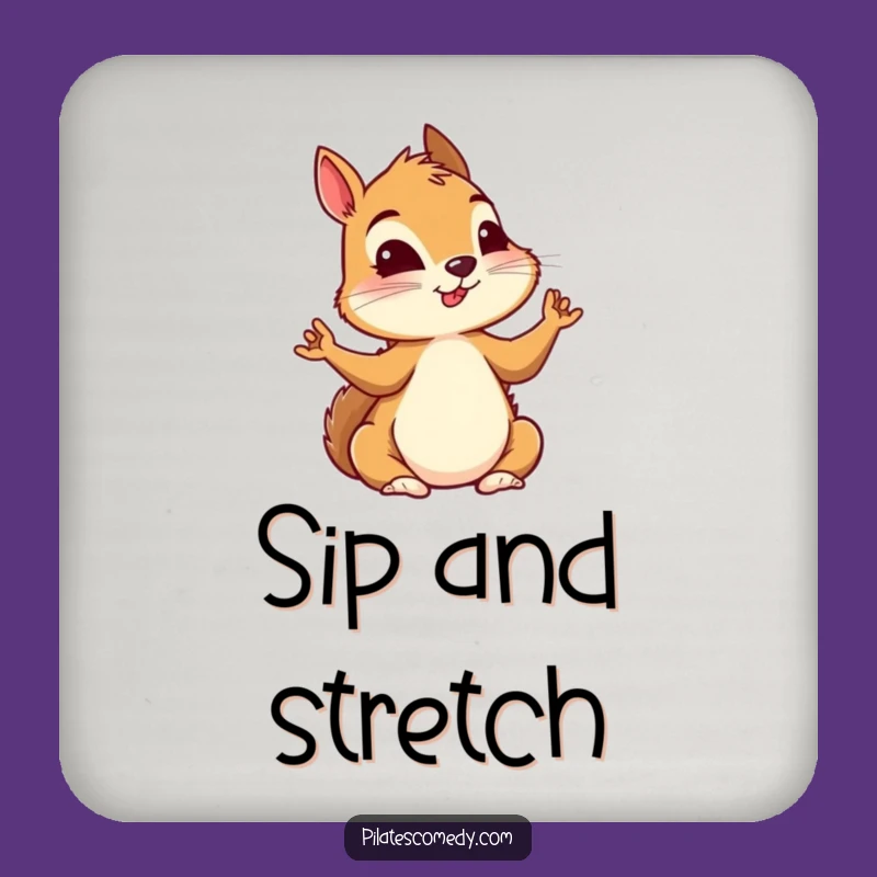 Funny Squirrel Yoga Coaster: Intense Focus for Drinks, Perfect Protection Gift