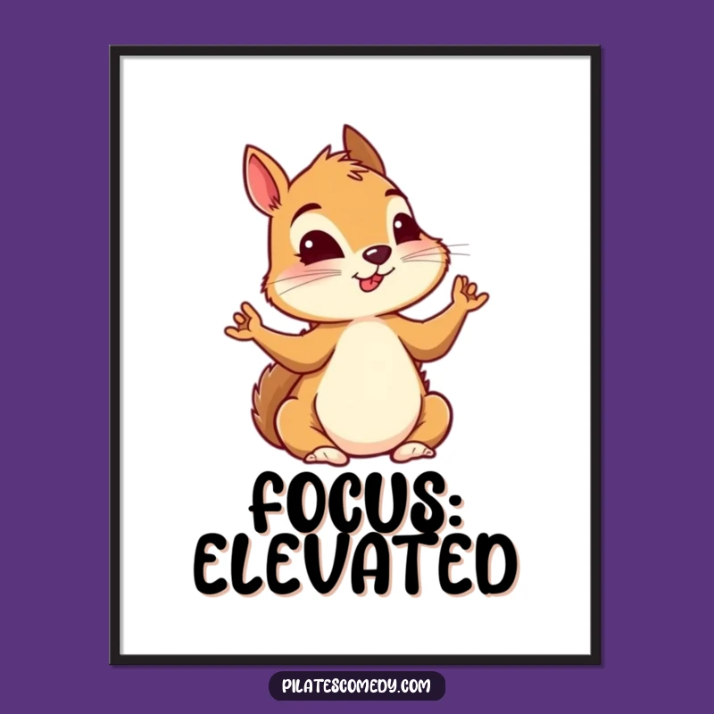 Funny Squirrel Yoga Poster: Intense Focus Artwork, Perfect for Zen Spaces