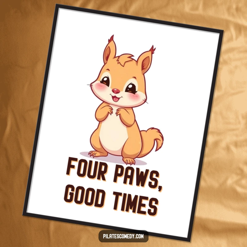 Funny Free Printable Wall Art: A playful squirrel holding a comical pose on all fours, bringing woodland fun.