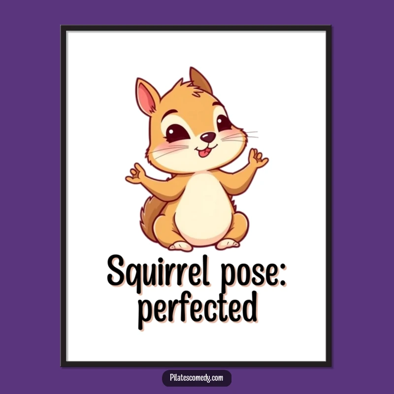 Free Printable Funny Squirrel Yoga Wall Art - Downloadable Home Decor