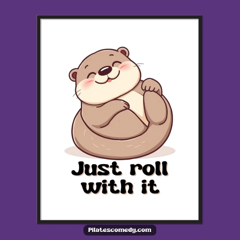 Funny Free Printable Wall Art: Happy Otter Roll, Playful Downloadable Decor