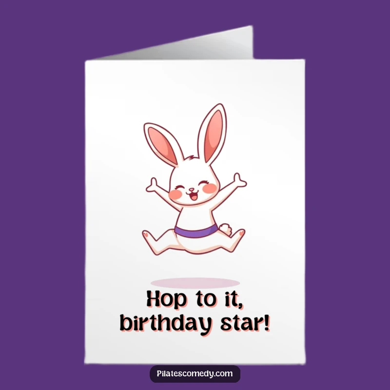Free Printable Bunny Pilates Birthday Card Funny Downloadable Gift for Fitness Fans