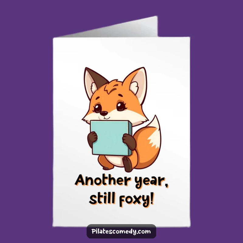 Free Printable Curious Fox Birthday Card Funny Downloadable Gift for Yoga Lovers