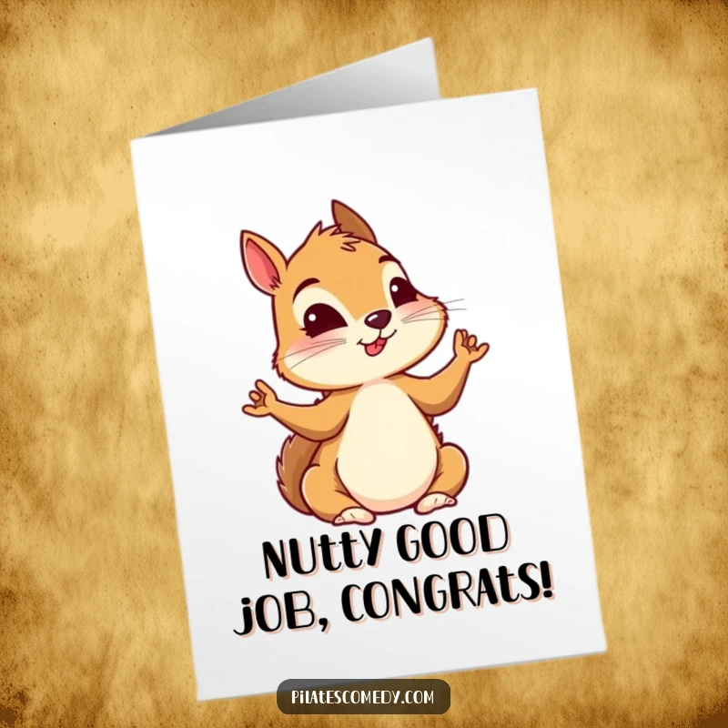 Funny Free Printable Congratulations Card with a focused squirrel striking a yoga pose, celebrating success with zen.