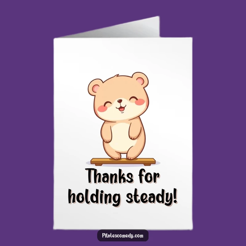 Free Printable Thank You Card: Yoga Bear Plank - Humorous Downloadable Gift of Gratitude