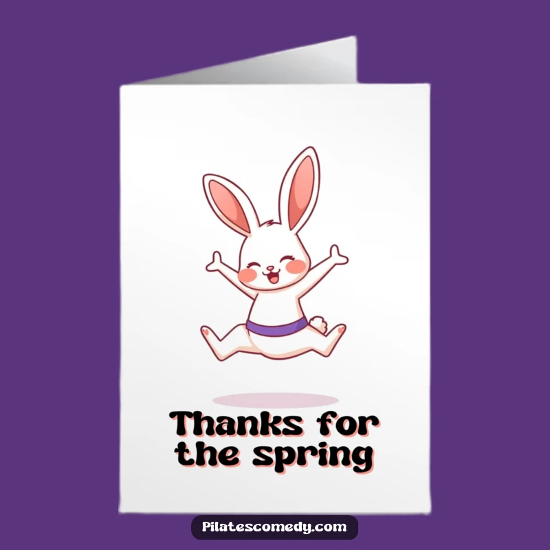 Free Printable Bunny Pilates Thank You Card Funny Downloadable Gift for Active Thanks