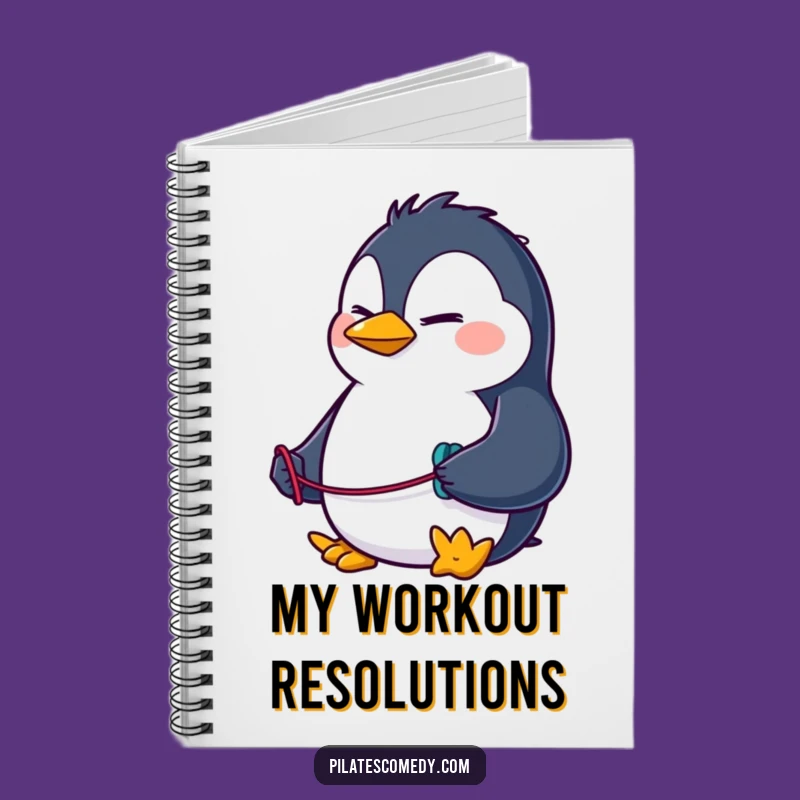 Funny Penguin Resistance Band Notebook - Jot Down Goals with a Determined Workout Pal