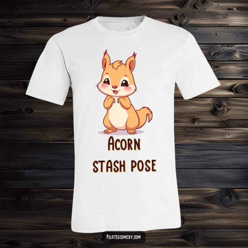 Funny squirrel t-shirt featuring a playful squirrel in a classic on-all-fours pose, exuding energy and cuteness.