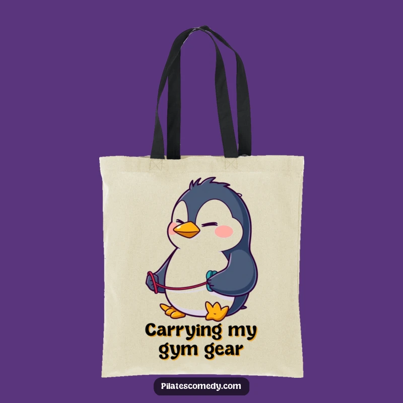 Funny Penguin Resistance Band Tote Bag - Durable Workout Carry-all for Gym Gear